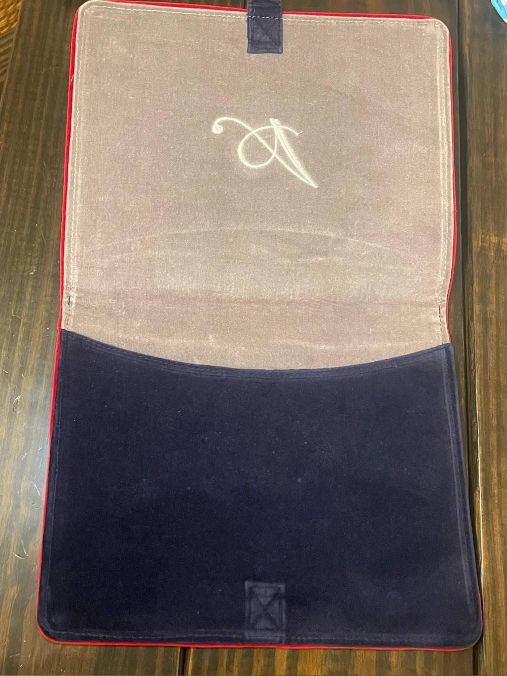 Lands' End Needlepoint “A” Monogram Red White and Blue Journal Cover